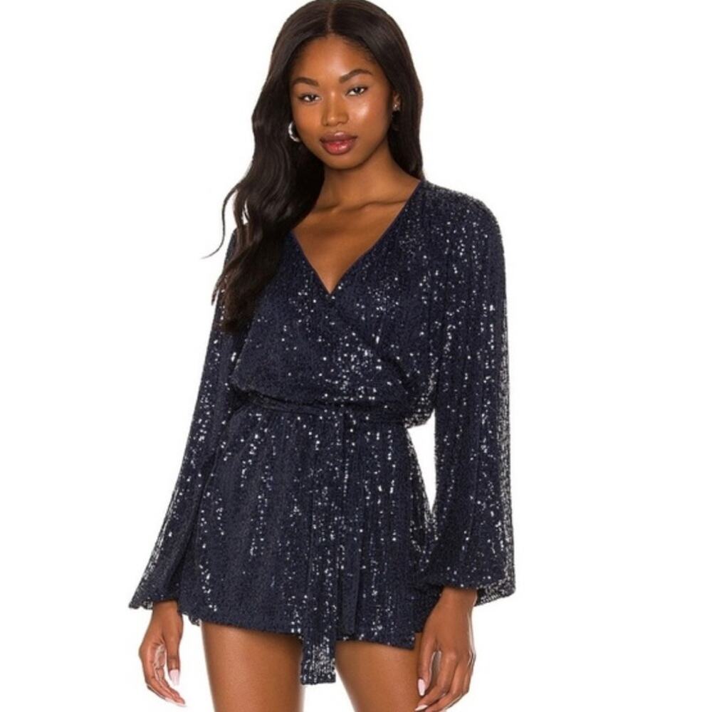 Free people Christa sequin romper blue sz S
